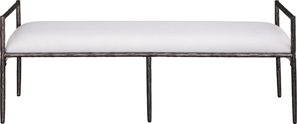 Meridian Furniture Axis Linen Upholstered Bench with Iron Legs for Modern Bedroom or Entryway Seating Cream 22051 22051Cream