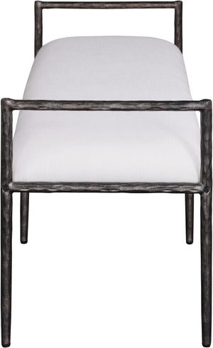 Meridian Furniture Axis Linen Upholstered Bench with Iron Legs for Modern Bedroom or Entryway Seating Cream 22051 22051Cream
