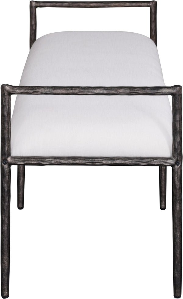 Meridian Furniture Axis Linen Upholstered Bench with Iron Legs for Modern Bedroom or Entryway Seating Cream 22051 22051Cream