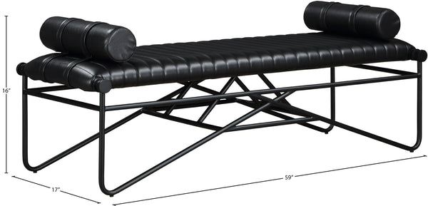 Gatsby Black Vegan Leather Bench 22052Black Meridian Furniture