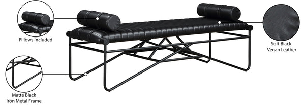 Gatsby Black Vegan Leather Bench 22052Black Meridian Furniture