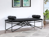 Gatsby Black Vegan Leather Bench 22052Black Meridian Furniture