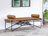 Gatsby Cognac Vegan Leather Bench 22052Cognac Meridian Furniture