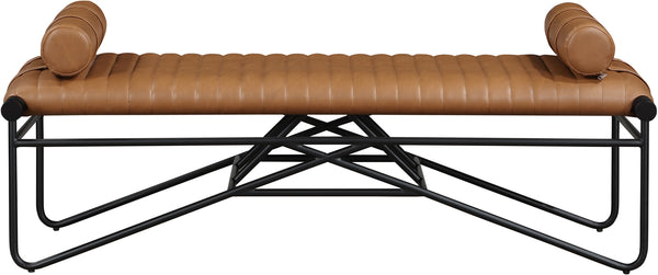 Gatsby Cognac Vegan Leather Bench 22052Cognac Meridian Furniture
