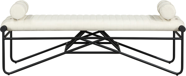 Gatsby Cream Vegan Leather Bench 22052Cream Meridian Furniture
