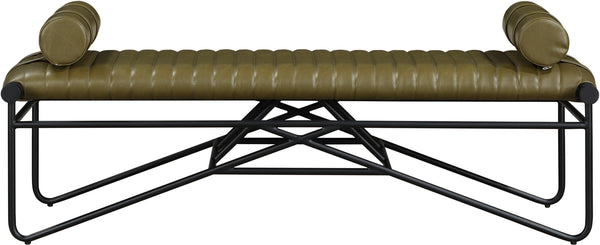 Gatsby Olive Vegan Leather Bench 22052Olive Meridian Furniture