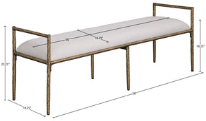 Meridian Furniture Axis Linen Upholstered Bench with Iron Legs for Modern Bedroom or Entryway Seating Beige 22053 22053Beige
