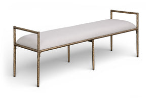 Meridian Furniture Axis Linen Upholstered Bench with Iron Legs for Modern Bedroom or Entryway Seating Beige 22053 22053Beige