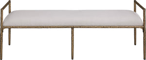 Meridian Furniture Axis Linen Upholstered Bench with Iron Legs for Modern Bedroom or Entryway Seating Beige 22053 22053Beige