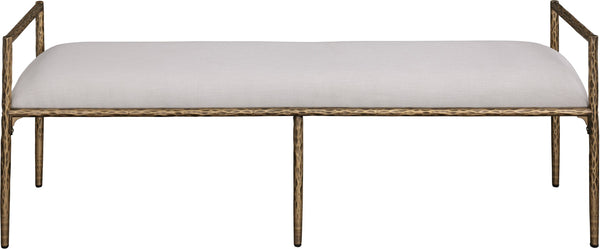 Meridian Furniture Axis Linen Upholstered Bench with Iron Legs for Modern Bedroom or Entryway Seating Beige 22053 22053Beige