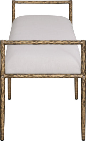 Meridian Furniture Axis Linen Upholstered Bench with Iron Legs for Modern Bedroom or Entryway Seating Beige 22053 22053Beige