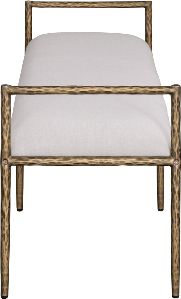 Meridian Furniture Axis Linen Upholstered Bench with Iron Legs for Modern Bedroom or Entryway Seating Beige 22053 22053Beige