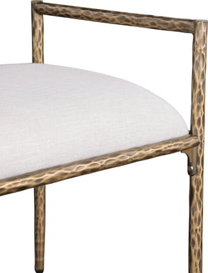 Meridian Furniture Axis Linen Upholstered Bench with Iron Legs for Modern Bedroom or Entryway Seating Beige 22053 22053Beige
