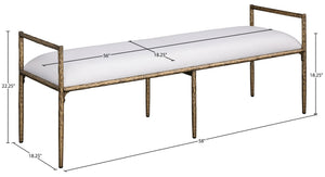 Meridian Furniture Axis Linen Upholstered Bench with Iron Legs for Modern Bedroom or Entryway Seating Cream 22053 22053Cream
