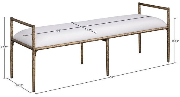Meridian Furniture Axis Linen Upholstered Bench with Iron Legs for Modern Bedroom or Entryway Seating Cream 22053 22053Cream