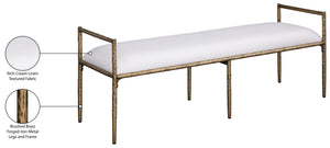 Meridian Furniture Axis Linen Upholstered Bench with Iron Legs for Modern Bedroom or Entryway Seating Cream 22053 22053Cream