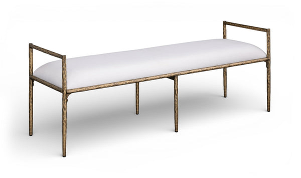 Meridian Furniture Axis Linen Upholstered Bench with Iron Legs for Modern Bedroom or Entryway Seating Cream 22053 22053Cream