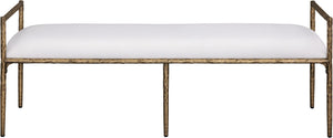 Meridian Furniture Axis Linen Upholstered Bench with Iron Legs for Modern Bedroom or Entryway Seating Cream 22053 22053Cream
