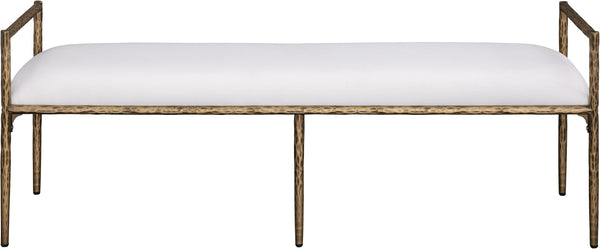 Meridian Furniture Axis Linen Upholstered Bench with Iron Legs for Modern Bedroom or Entryway Seating Cream 22053 22053Cream