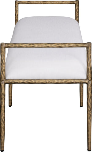 Meridian Furniture Axis Linen Upholstered Bench with Iron Legs for Modern Bedroom or Entryway Seating Cream 22053 22053Cream