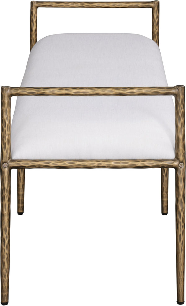 Meridian Furniture Axis Linen Upholstered Bench with Iron Legs for Modern Bedroom or Entryway Seating Cream 22053 22053Cream