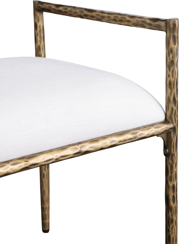 Meridian Furniture Axis Linen Upholstered Bench with Iron Legs for Modern Bedroom or Entryway Seating Cream 22053 22053Cream