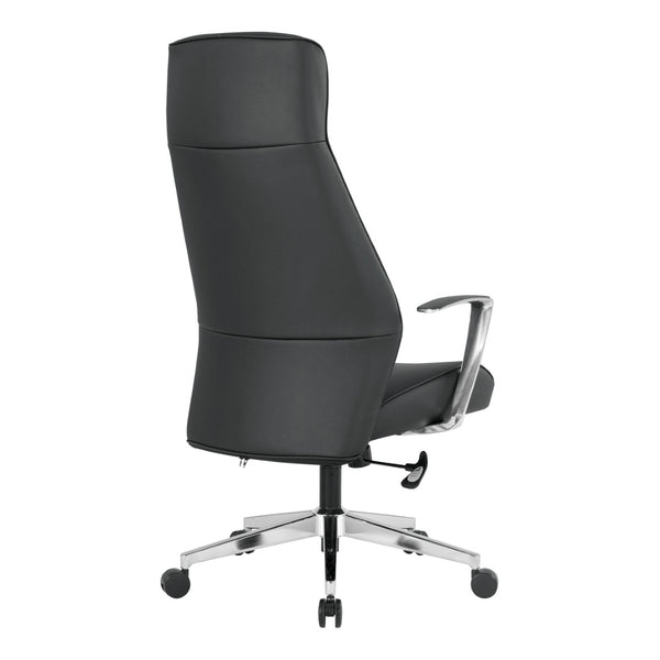 OSP Home Furnishings High Back Executive Office Chair with Antimicrobial Fabric Synchro Tilt and Chrome Base 62200C-R107
