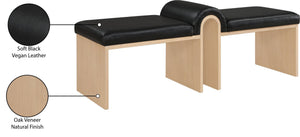 Meridian Furniture Delphine Vegan Leather Upholstered Bench with Oak Veneer Base for Bedroom or Entryway Black Style A 22054Black