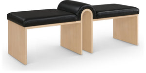 Meridian Furniture Delphine Vegan Leather Upholstered Bench with Oak Veneer Base for Bedroom or Entryway Black Style A 22054Black