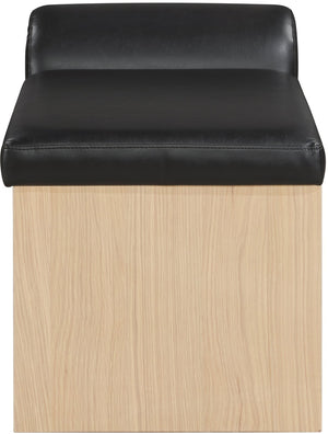 Meridian Furniture Delphine Vegan Leather Upholstered Bench with Oak Veneer Base for Bedroom or Entryway Black Style A 22054Black