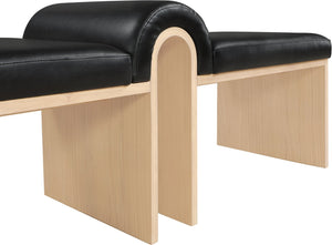 Meridian Furniture Delphine Vegan Leather Upholstered Bench with Oak Veneer Base for Bedroom or Entryway Black Style A 22054Black
