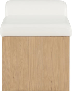 Meridian Furniture Delphine Vegan Leather Upholstered Bench with Oak Veneer Base for Bedroom or Entryway Cream Style A 22054Cream