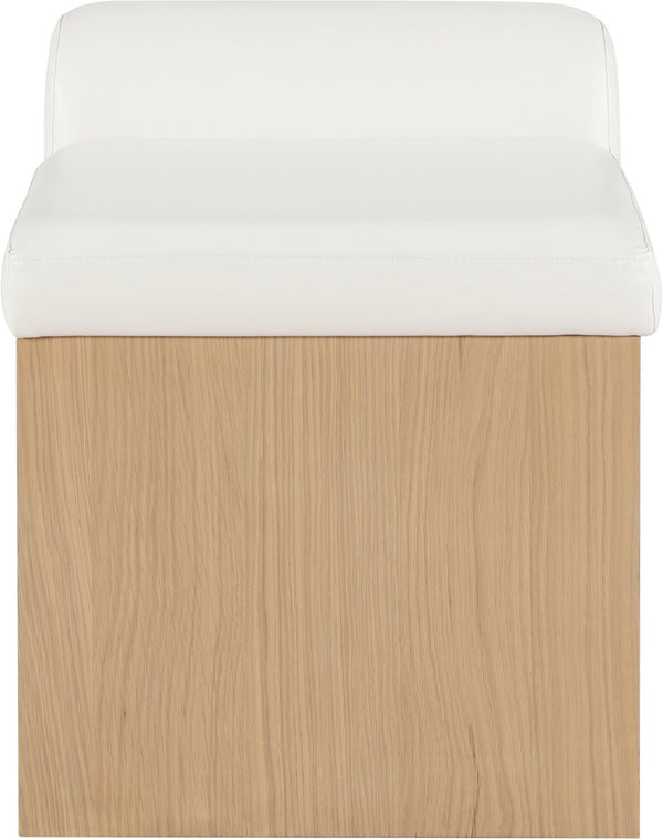 Meridian Furniture Delphine Vegan Leather Upholstered Bench with Oak Veneer Base for Bedroom or Entryway Cream Style A 22054Cream