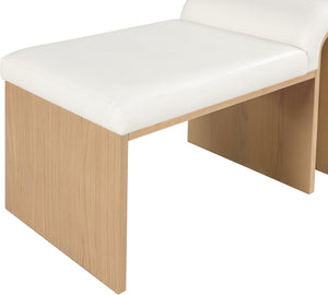 Meridian Furniture Delphine Vegan Leather Upholstered Bench with Oak Veneer Base for Bedroom or Entryway Cream Style A 22054Cream