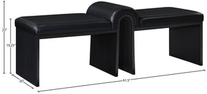 Meridian Furniture Delphine Vegan Leather Upholstered Bench with Oak Veneer Base for Bedroom or Entryway Black Style B 22055Black