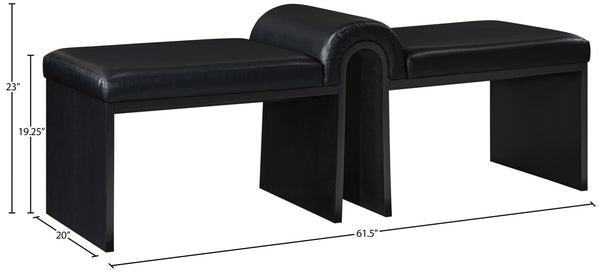 Meridian Furniture Delphine Vegan Leather Upholstered Bench with Oak Veneer Base for Bedroom or Entryway Black Style B 22055Black