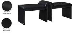 Meridian Furniture Delphine Vegan Leather Upholstered Bench with Oak Veneer Base for Bedroom or Entryway Black Style B 22055Black