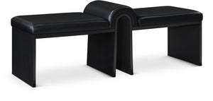 Meridian Furniture Delphine Vegan Leather Upholstered Bench with Oak Veneer Base for Bedroom or Entryway Black Style B 22055Black