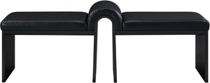 Meridian Furniture Delphine Vegan Leather Upholstered Bench with Oak Veneer Base for Bedroom or Entryway Black Style B 22055Black