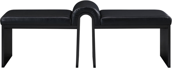 Meridian Furniture Delphine Vegan Leather Upholstered Bench with Oak Veneer Base for Bedroom or Entryway Black Style B 22055Black