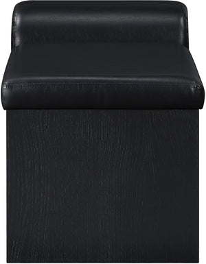Meridian Furniture Delphine Vegan Leather Upholstered Bench with Oak Veneer Base for Bedroom or Entryway Black Style B 22055Black
