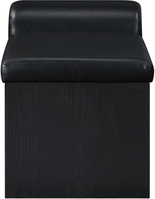 Meridian Furniture Delphine Vegan Leather Upholstered Bench with Oak Veneer Base for Bedroom or Entryway Black Style B 22055Black