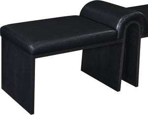 Meridian Furniture Delphine Vegan Leather Upholstered Bench with Oak Veneer Base for Bedroom or Entryway Black Style B 22055Black