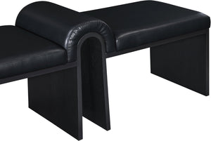 Meridian Furniture Delphine Vegan Leather Upholstered Bench with Oak Veneer Base for Bedroom or Entryway Black Style B 22055Black