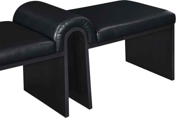 Meridian Furniture Delphine Vegan Leather Upholstered Bench with Oak Veneer Base for Bedroom or Entryway Black Style B 22055Black