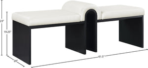Meridian Furniture Delphine Vegan Leather Upholstered Bench with Oak Veneer Base for Bedroom or Entryway Cream Style B 22055Cream