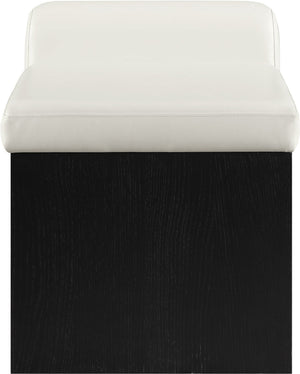 Meridian Furniture Delphine Vegan Leather Upholstered Bench with Oak Veneer Base for Bedroom or Entryway Cream Style B 22055Cream