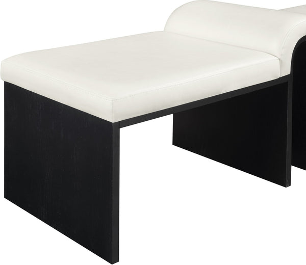 Meridian Furniture Delphine Vegan Leather Upholstered Bench with Oak Veneer Base for Bedroom or Entryway Cream Style B 22055Cream