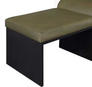Meridian Furniture Delphine Vegan Leather Upholstered Bench with Oak Veneer Base for Bedroom or Entryway Olive Style B 22055Olive