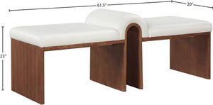 Meridian Furniture Delphine Vegan Leather Upholstered Bench with Oak Veneer Base for Bedroom or Entryway Cream Style C 22056Cream